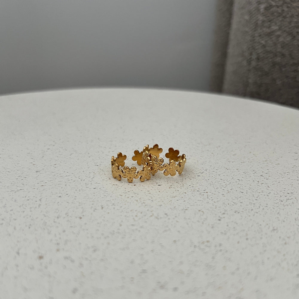Flower Abstract Ring i 18K guldbelagt rustfrit stål.