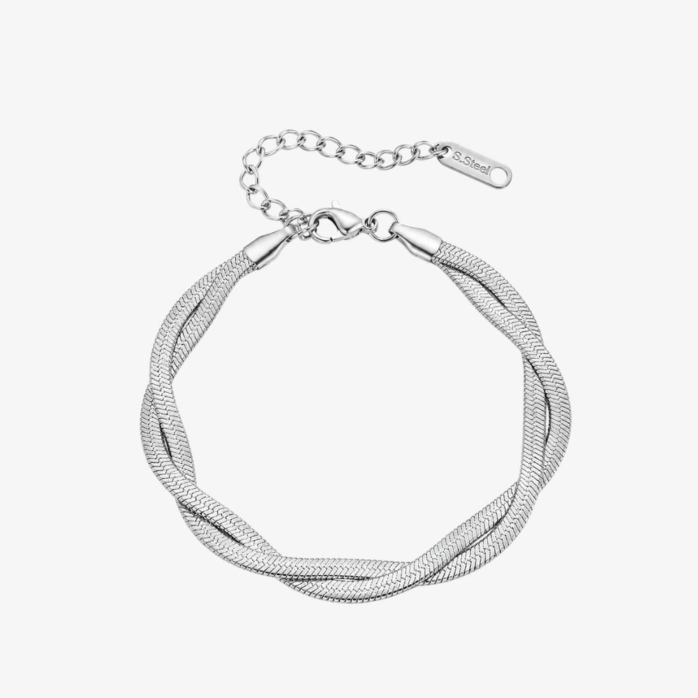 Fladt Twist Slange Armbånd i sølvfarvet rustfrit stål.