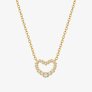 Krystal Hjerte Halskæde i 18K guldbelagt rustfrit stål.