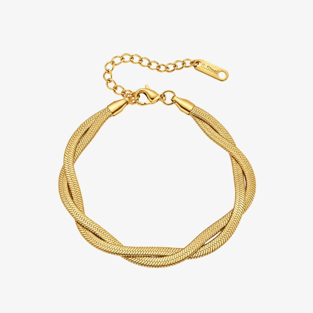 Fladt Twist Slange Armbånd - 18K Guldbelagt