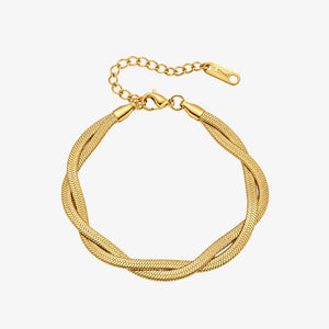 Fladt Twist Slange Armbånd - 18K Guldbelagt