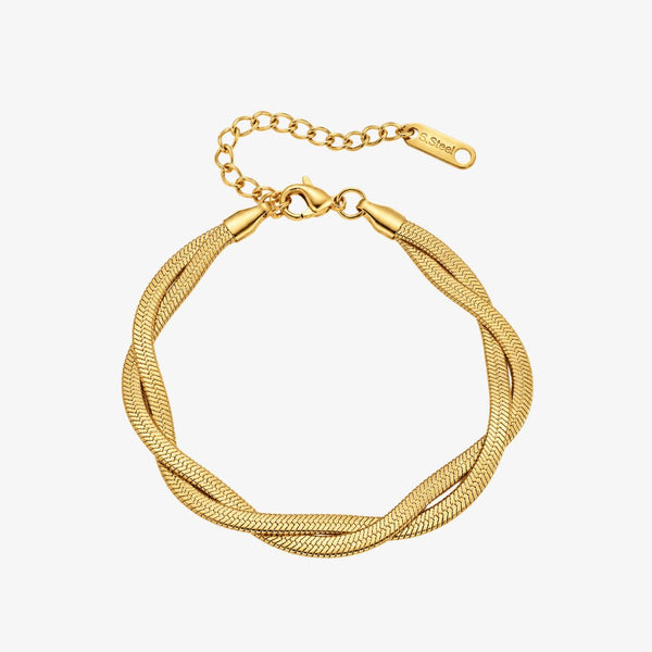 Fladt Twist Slange Armbånd - 18K Guldbelagt
